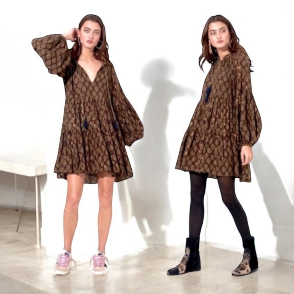 Tuckernuck Oliphant Brown Patterned Dress